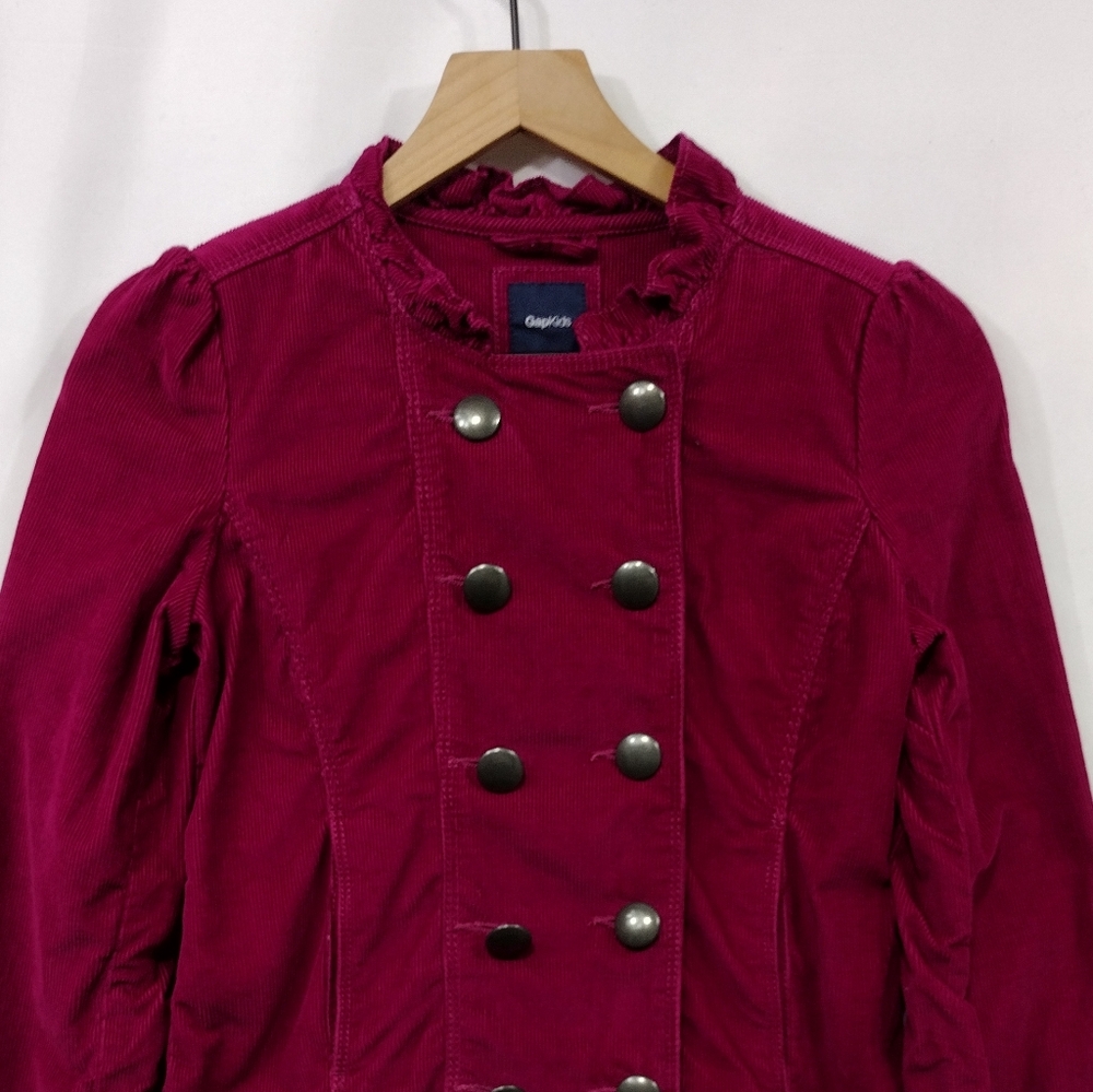 Gap Kids Corduroy Double Breasted Jacket Girls XL Burgundy Academia Preppy Y2K - Picture 2 of 9